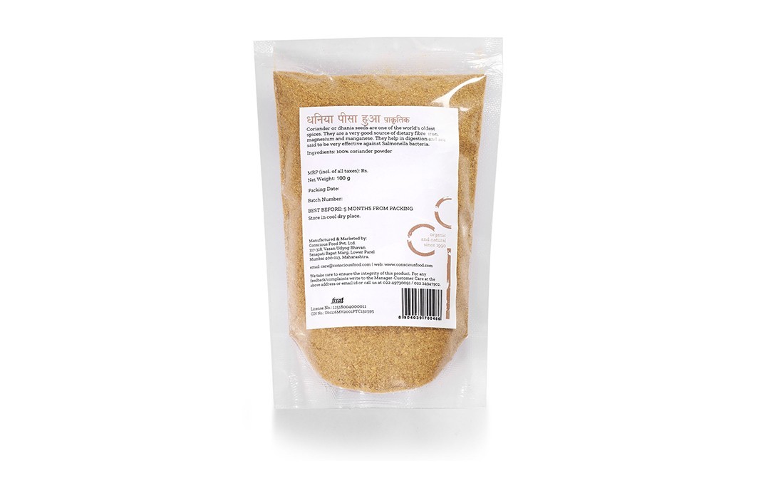 Conscious Food Coriander Powder Natural+Iron-Pounded   Pack  100 grams
